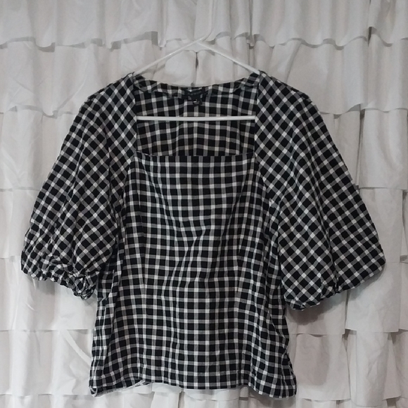 Black and White Checkered Women's Top By Ann Taylor Size 12 - Picture 1 of 4